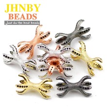 JHNBY-Cuentas espaciadoras de cobre para pulsera y brazalete, 2 uds., Micro pavé, CZ, abalorios sueltos, joyería, para hacer regalos 2024 - compra barato