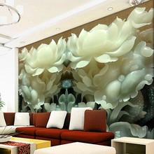 beibehang Custom wallpaper 3d mural perspective seamless wallpaper living room TV sofa backdrop embossed jade lotus 3d wallpaper 2024 - buy cheap