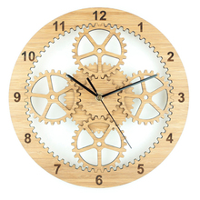3D Retro Rustic decorative luxury art gear wooden vintage wall clock on the wall for gift 2024 - buy cheap