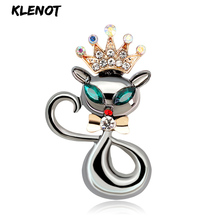 Rhinestone Crown Cat Brooches For Women Animal Fox Brooch Pins Retro Silver Brooch Bow Decoration for Scarf Clothes Jewelry Gift 2024 - buy cheap