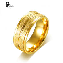 Мужское обручальное кольцо из нержавеющей стали 8 мм с матовым желобом золотого цвета 2024 - купить недорого