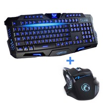 Newest Tri-color USB Wired LED Backlit Laptop Computer Gamer Keyboard Mouse Combo Optical Professional 7 Buttons 5500 DPI Mice 2024 - buy cheap
