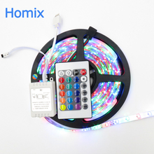 Waterproof 3528 RGB LED Strip 5m 300LEDs color changing flexible strips+24key IR remote controller Led Tape Home DecorationLamps 2024 - buy cheap