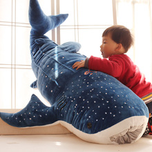 Juguetes De felpa de tiburón grande para niños, ballena de felpa azul de 50CM y 100CM, animales de peluche, regalo de cumpleaños 2024 - compra barato