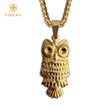 FINE4U N137 Vintage Stainless Steel Owl Wisdom Bird Pendant Necklaces Long Chain Necklace For Men Women Statement Jewelry 2024 - buy cheap