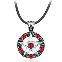 Supernatural Series Pentagram Pendant Necklace With Rope Chain Dean Winchester Star Necklaces Silver Plated Red crystal Jewelry 2024 - buy cheap