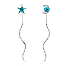 LUKENI New Fashion 925 Sterling Silver Earrings For Women Jewelry Top Quality Crystal Blue Star Moon Female Drop Earrings Bijou 2024 - buy cheap