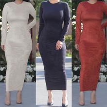 Fashion Women Long Sleeve Bodycon Maxi Dress Abaya Dubai Muslim Stretch Kaftan Jilbab Dubai Arab Sheath Dresses Pencil Slim Gown 2024 - buy cheap