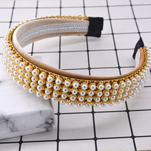 Diademas de perlas doradas para mujer, diademas de garra, diademas de estilo español, accesorios para el cabello 2024 - compra barato