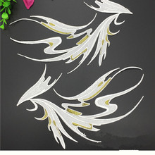 2Pair/Lot Wing Embroidery Large Applique Patch Fabric Iron On Jacket Clothes Dress Decorate Accessory 29*17CM White Black Blue 2024 - buy cheap