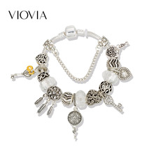 Viovia contas para fabricação de joias com chave, para joias brbracelete feminino, acessórios de pulseira originais para joias b19080 2024 - compre barato