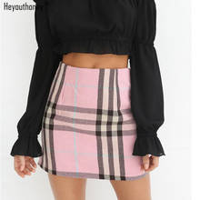 Heyouthoney 2018 harajuku summer new sexy pink plaid women vintage high waist mini skirt faldas mujer short bodycon saia skirts 2024 - buy cheap
