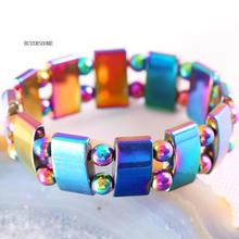 Free Shipping Weight Loss Bracelet Stretch Multicolor Magnetic Hematite Healing Bracelet 7" 1Pcs H398 2024 - buy cheap