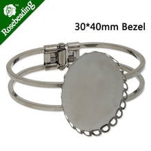 Gun Metal Plated openable Bracelet Setting With 30x40mm Oval Bezel,Cuff,width is 13mm,Lead And Nickel Free,Sold 5pcs/Lot-C3427 2024 - buy cheap