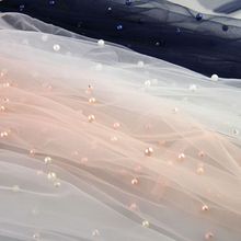 free shipping Pearls beads mesh pearl net wedding dress veil skirts gauze fabrics DIY background 2024 - buy cheap