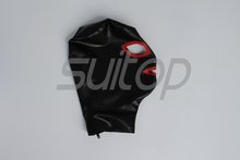 Suitop Free Shipping latex fetish Hoods black color with red trim masks 2024 - buy cheap