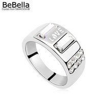 Женские вечерние кольца BeBella love, с австрийскими кристаллами Swarovski, буквы из кристаллов, 4 цвета, рождественский подарок для девочек 2024 - купить недорого