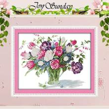 Tulip Vase Patterns Counted Cross Stitch DIY 11CT Printed 14CT Cross Stitch Set Flowers Cross-stitch Kit Embroidery Needlework 2024 - buy cheap