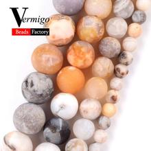 Natural Dull Polished Bamboo Leaf Agates Gem Round Beads For Jewelry Making DIY Necklace Bracelet 4mm-12mm Matte Loose Beads 15" 2024 - buy cheap