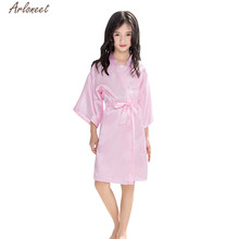 Arloneet roupas do bebê meninas olid seda manga longa pijamas pijamas pijamas 2019 meninas roupão de poliéster roupão para 2-9 anos pijamas 2024 - compre barato