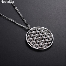 Stainless Steel Flower Of Life Charm Necklace Fleur De Vie Sacred Geometry Jewlery Gifts For Friends 2019 2024 - buy cheap