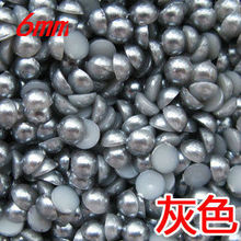 Free shipping  6mm 2000pcs/lot grey color craft half round flatback resin imitation pearls beads for DIY nail art decoration 2024 - buy cheap