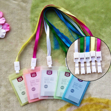 1Pc Card Case Holder With Lanyard PU Candy Color Portable String Fashion ID Bus Identity Badge Holder 2024 - buy cheap