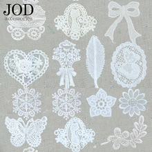 JOD Collar Clothes Patches Lace Applique Skirt Sew on Stickers Decoration Applications Tablecloth White Butterfly Flower 2024 - buy cheap