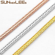 SUNNERLEES Fashion Jewelry White Rose Gold Color Necklace 4mm 6mm Popcorn Snake Link Chain For Mens Womens Gift C27 N 2024 - buy cheap