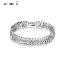 Luoteemi moda charme estilo pulseira feminina marquise corte claro zircão cúbico feminino pulseiras branco ouro-cor jóias por atacado 2024 - compre barato