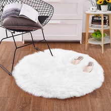 5 Sizes Luxury Round White Sheepskin Hairy Carpet Faux Mat Seat Pad Fur Plain Fluffy Soft Area Rug Tapetes Diameter 40 60 80 120 2024 - buy cheap