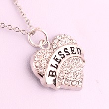 10pcs Zinc Alloy Clear Crystal Blessed  Heart Pendant  Necklace Women 2024 - buy cheap