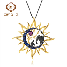 GEM'S BALLET Human and Nature Natural Amethyst Jewelry 925 Sterling Silver Handmade Sun Elephant Pendant Necklace For Women 2024 - buy cheap