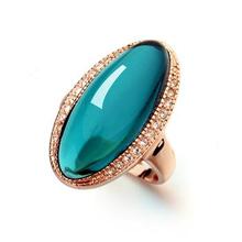 Женские кольца Ociki, кольца из розового золота с овальным цирконием и зеленым кристаллом 2024 - купить недорого