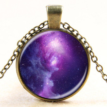 Fashion Galaxy Nebula Space Pendant Necklace Glass Cabochon Vintage Jewelry Statement Chain Necklace Women Best Gift 2024 - buy cheap
