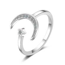Kofsac anéis de prata esterlina coreana 925, femininos, noivado, temperamento, brilhante, zircônia, estrela, lua, joias, presentes 2024 - compre barato