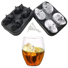 LMETJMA 3D Skull Ice Cube Tray With Funnel Silicone Flexible 4 Cavity Ice Maker Molds Ice Cube Maker Ice Cream Tools KC0294 2024 - buy cheap