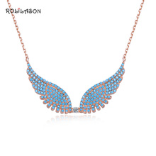 Collar de plata esterlina 925 Diseño de alas ópalo de Fuego Azul joyería de moda preferida de San Valentín sp64 2024 - compra barato