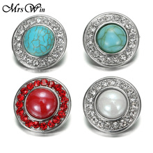 6pcs/lot Mrs Win Snap Jewelry Vintage Crystal Round 18mm Snap Metal Buttons fit snap Bracelet for women 2024 - buy cheap