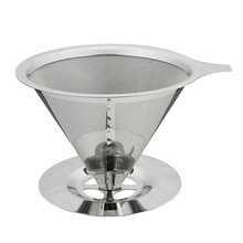 Cone Shaped Stainless Steel Coffee Dripper Double Layer Mesh Filter Basket Home Kitchen Tool Coffee Accessories 2024 - buy cheap