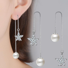 KOFSAC-pendientes de plata de ley 925 con forma de hoja de arce, joyería de gota de perla cúbica con cristales brillantes, para mujeres 2024 - compra barato