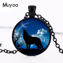 2017 new hot Men Jewelry Accessories Wolf & Moon Pendant Wolf Blue moon Jewellery Stark Wolf Necklace Glass Photo Cabochon HZ1 2024 - buy cheap