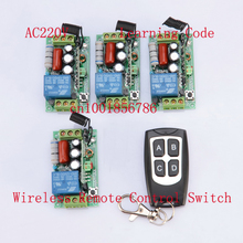 Interruptor sem fio 4 receptores e 1 transmissor 220v 1ch 10a estado de saída é ajustado 1ch 1000w 200m não fechado/autotravado