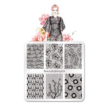 BEAUTYBIGBANG 6*6cm Square Nail Stamping Plates Lace Flower Pattern Nail Art  Template Image Plate Stencils Manicure Tools 2024 - buy cheap
