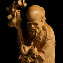 Estátua de estrela de aniversário de madeira do leste de 22cm, figura de deus da longa duração, artesanato popular chinês, presente, escultura de madeira para decorações de casa 2024 - compre barato