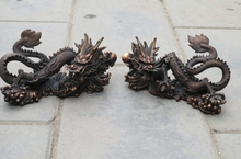 Китайский чистый бронзовый медный два дракона дворец Фен Шуй богатство Статуя Пара 2024 - купить недорого