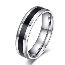 Fashion Stripe Black Rings For Women Men Jewelry Simple Boho Vintage Stainless Steel Rings Men Couple Rings Width 6mm 2024 - buy cheap