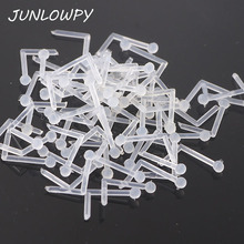 JUNLOWPY-Lote de 100 Uds. De anillos de retenedor para nariz, piercing Bio Flexible transparente en forma de L, joyería para el cuerpo, Piercing para la nariz 2024 - compra barato