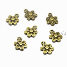 40pcs/lot Flower Charms Antiqued bronze Tone flower plant charm pendants 13x10mm 2024 - buy cheap