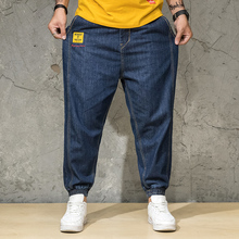 Мужские джинсы в стиле хип-хоп, повседневные узкие джинсы, винтажные синие брюки, большие размеры 30, 32, 34, 36, 38, 40, 42, 44, 46, 2019 2024 - купить недорого